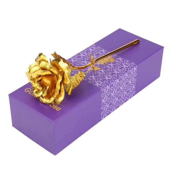 BIMZUC 24k Yellow Gold Foil Collectible Rose Flower Unique Romantic Gift for Girlfriend Mom Wife Artificial Floral Decor