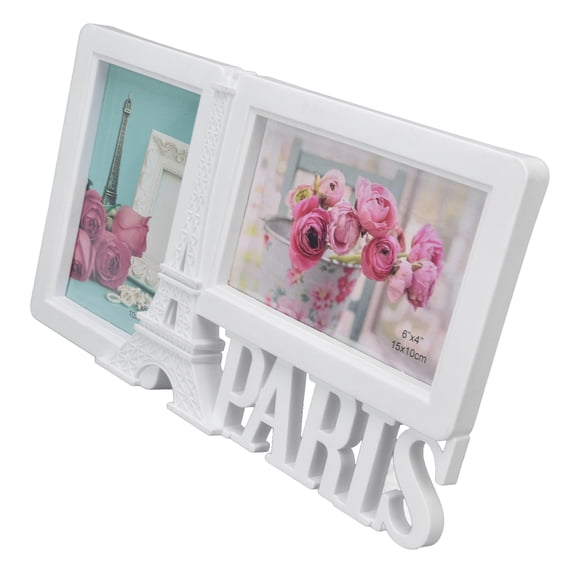 BIMZUC 2PCS Rectangle Home Decorative Tabletop Photo Frame 2 Hole Wedding Picture Display for Bedroom Party