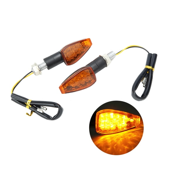 BIMZUC 2PCS Universal 14LED Turn Signal Light Motorcycle Steering Lamp Indicator Accessory Fits Yamaha Honda Kawasaki Yellow Lens Waterproof Energy Efficient (10 inches / 25.4 cm Wire Length)