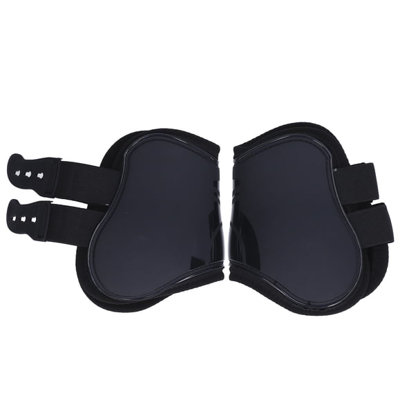 BIMZUC 2Pcs Horse Tendon Boots Set Adjustable PU Shell Fetlock Guard Boots for Hind Legs, Black XL (8.27 inches / 21 cm)