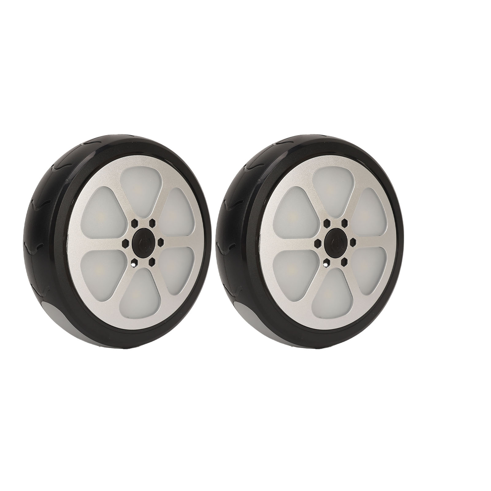 BIMZUC 2Pcs LED Stroller Safety Lights Wheel Shape 3 Modes AA Battery Powered Bike Lights with Screws for Outdoor, Black