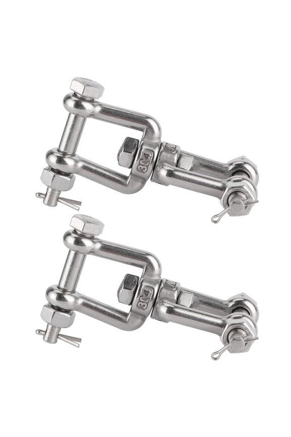 2Pcs M8 Anchor Swivel Shackle, Heavy Duty 304 Stainless Steel Rotating Ring Connector with Safety Insurance Pin for Marine Boat Rigging Hammock Outdoor General Use (15 cm / 5.91 inches)