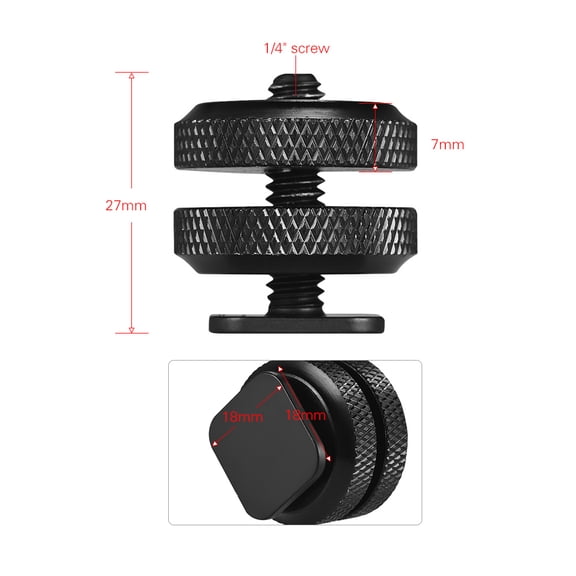BIMZUC 2pcs Camera Hot Shoe Mount to 1/4 Inch Tripod Screw Adapter for DSLR Camera Rig, Photography Microphone LED Light Monitor Stand Extension Bracket Tool (5 cm / 1.97 inches)