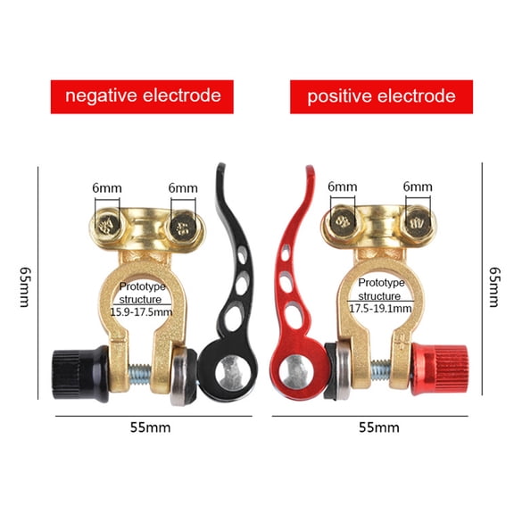BIMZUC 2pcs Car Battery Terminal Connectors Quick Release Cable Clamps Positive Negative