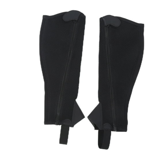 BIMZUC 2pcs Half Chap Black Flexible Mesh Equestrian Half Chap for Children Horse Riding Protection, Breathable Faux Leather Leg Gaiters, Size CS (15.35 inches / 39 cm)