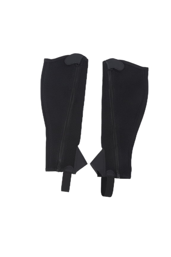 2pcs Half Chap Black Flexible Mesh Equestrian Half Chap for Children Horse Riding Protection, Breathable Faux Leather Leg Gaiters, Size CS (15.35 inches / 39 cm)