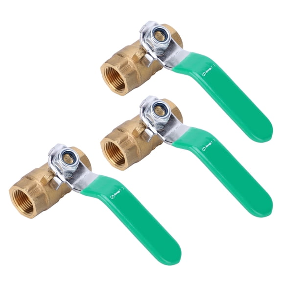 BIMZUC 3/8in (0.95 cm) Brass Ball Valve Double Corrosion Resistant Female Thread Water Pipe Shut-Off Switch, 3 Pack
