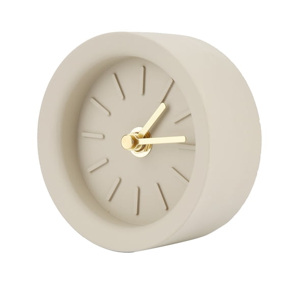 BIMZUC 3.9" Cement Concrete Clock Silent Alarm Quartz Tabletop Clock Sandstone Brown, Battery Operated
