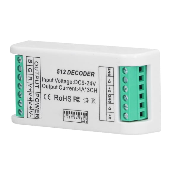BIMZUC 3 Channels LED Decoder Strip Controller RGB Controller DMX512 Constant Voltage Control 9-24V for Home Lighting Wall Washers (3.7 inches / 9.4 cm)