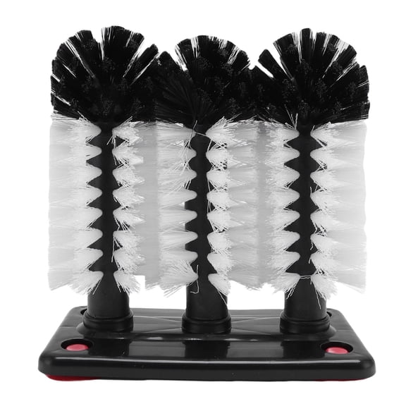 BIMZUC 3-Head Cup Brush with Suction Base, Multi-Glass Cleaning Brush for Wine Beer Coffee Mugs, Gentle Soft Bristles, Detachable Heads, Ideal for Hotel Bar Kitchen Use