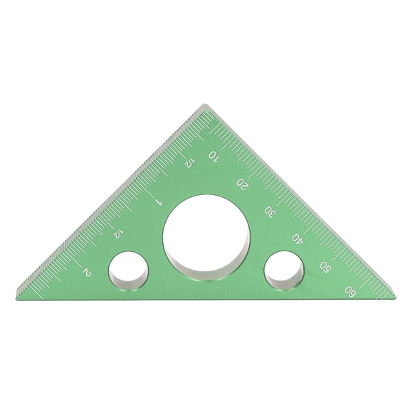 BIMZUC 3 Inch Right Angle Measure Ruler Thick Aluminum Alloy 45 Degree Angle Triangle Square Carpentry Woodworking Measuring Tool for DIY Construction Masonry Green