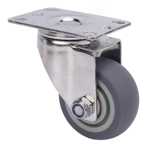 BIMZUC 3 Inch Swivel Caster Wheels 304 Stainless Steel Plate TPR Quiet Rotating Universal Replacement for Cart Furniture Workbench Material Handling Equipment Trolley Heavy Duty, 1 Piece