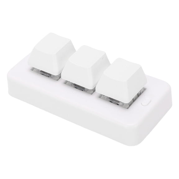 BIMZUC 3 Keys Small Keypad USB Wired 2.4G Wireless Custom Programmable Mechanical Keyboard for Gaming and Work White Ergonomic Mini Keypad (3.15 inches / 8 cm)