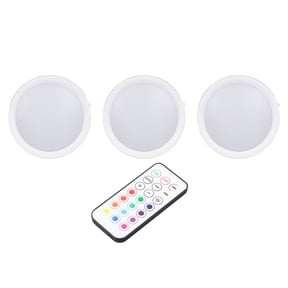 BIMZUC 3 Pcs LED Puck Light 4 Colors Dimmable Rechargeable Battery Operated Push Lamp with E26 Base Remote Control (10.24 inches / 26 cm)