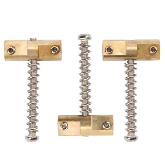 BIMZUC 3-Piece Brass Telecaster Electric Guitar Bridge Saddles Recessed String Support Replacement Parts Set for TL Series Stringed Instruments in Golden Finish, 0.8 x 0.3 Inches / 21 x 8 mm