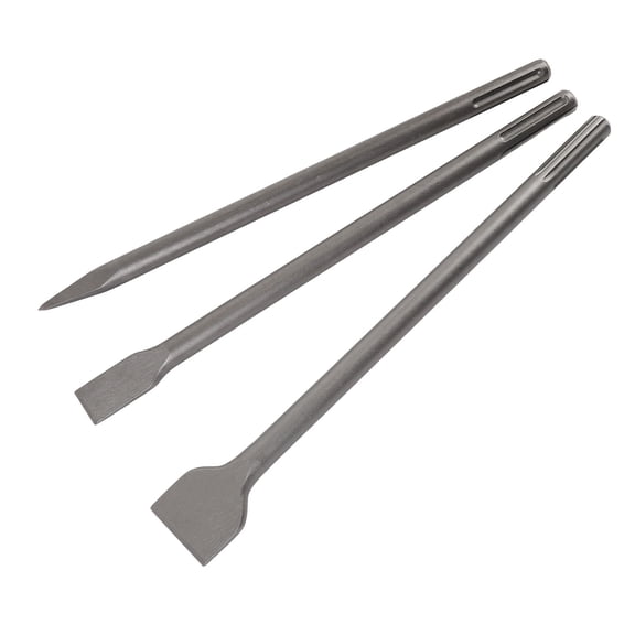 BIMZUC 3 Piece SDS Max Chisel Set Point Flat Scaling Chisel Rotating Hammer Drill Attachments for Concrete Stone Tile Floor Removal Heavy Duty Masonry Tools 16 inches / 40 cm