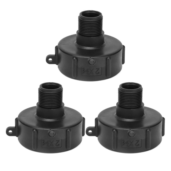 BIMZUC 3-Piece Set IBC Tank Connector G3/4 Thread ABS Plastic Drain Adapter Replacement Valve Fitting for Chemical Barrels, S60-2in NPS Standard Size (5.12 inches / 13 cm Length)