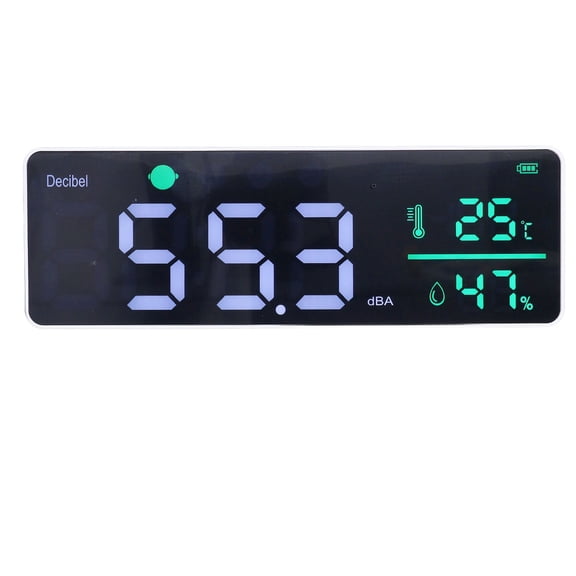 BIMZUC 3-in-1 Sound Level Meter 30-130dBA LED Digital Display Noise Detector with Temperature and Humidity Tester Wall Mounted Decibel Meter Built-in 2000mAh Battery