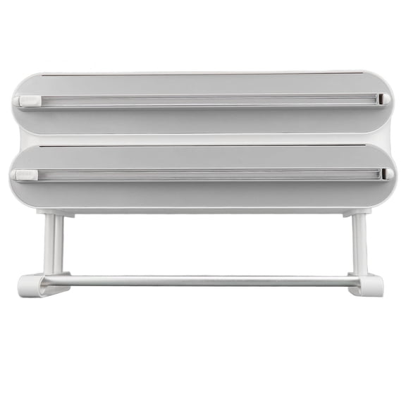 BIMZUC 3-in-1 Wrap Cutter Organizer with Magnetic Mount, Paper Towel Holder & BiDirectional Sliding Blade