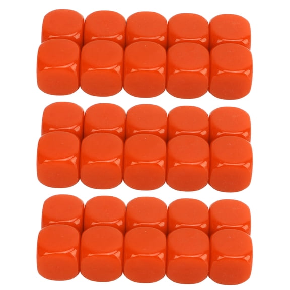 BIMZUC 30 Pcs Rounded Blank Dice Set 16mm / 0.63 Inches DIY Plastic Cubes for Math Teaching Custom Board Game Party Entertainment Family Fun Educational Activity Orange