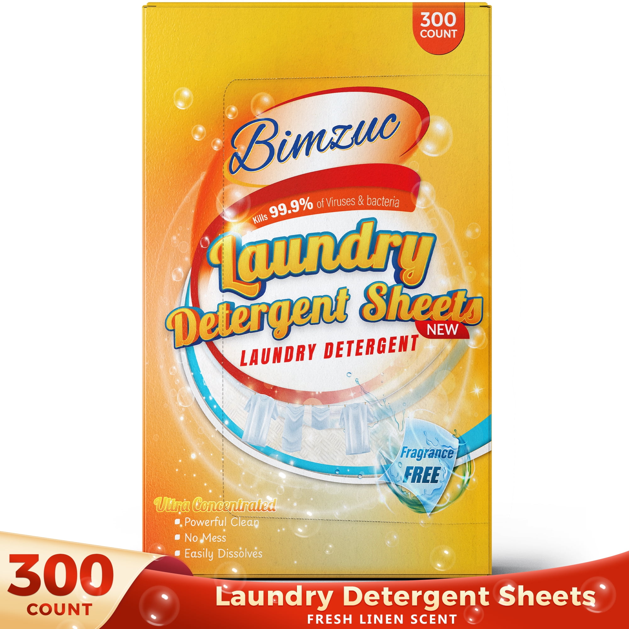 BIMZUC 300 Count Laundry Sheets, Laundry Detergent Sheets up to 600