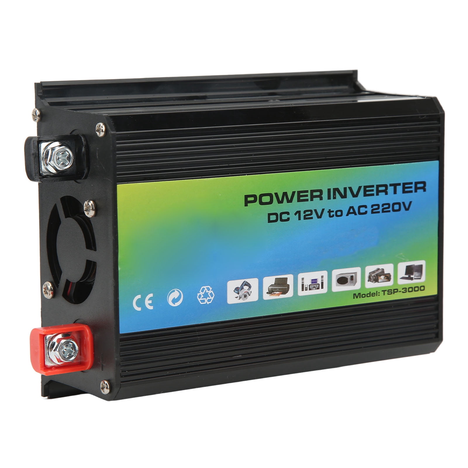 BIMZUC 300W Power Inverter 12V to 220V Car Converter with Dual USB Ports, Modified Sine Wave, LED Indicator, Black, 7.48 inches / 19 cm Length