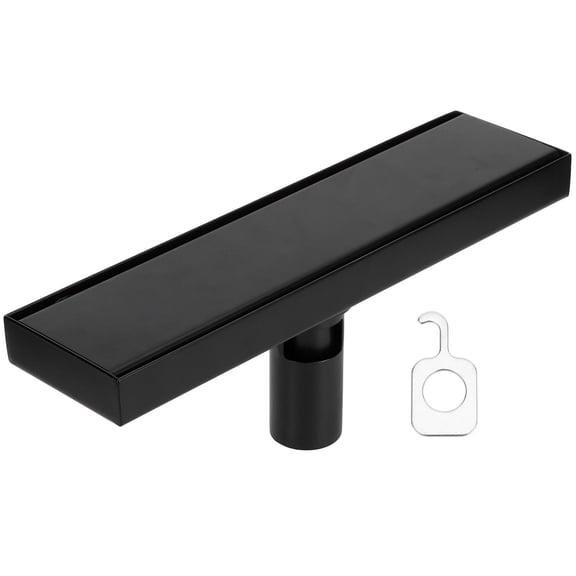 BIMZUC 304 Stainless Steel Linear Rectangular Shower Drain Set, 30cm Matte Black, 4.3311.812.76in Ideal for Kitchen, Bathroom, Garage, Basement & Toilet