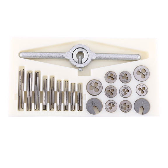 BIMZUC 30PCS High Speed Steel Taps Dies Spanner Set Metric Screw Threading Tapping Hand Tools Kit M1.0-M2.5 (6.3 inches / 16 cm) for Machine Manufacturing