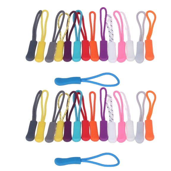 BIMZUC 30Pcs Assorted Color Nylon Zipper Pulls Replacement Extension Cords for Backpacks, Jackets, Luggage, Purses, and Bags - Fadeless and Lightweight (2.56 inches / 6.5 cm)