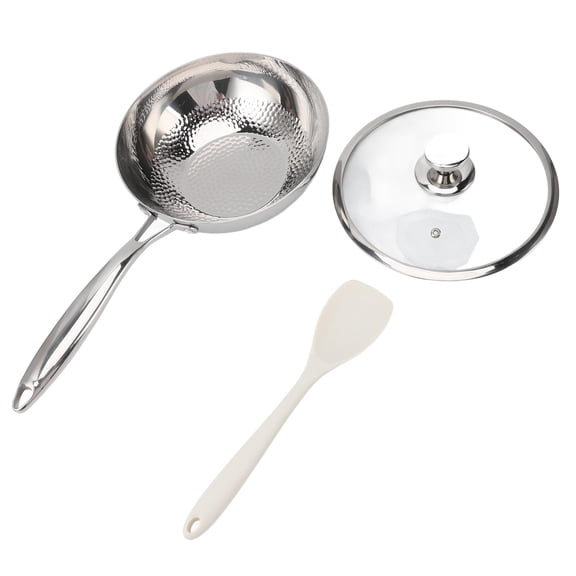 BIMZUC 316 TripleLayer Stainless Steel Frying Pan Hammered Design, LowSmoke, Flat Bottom, NonStick, FoodSupplement Pot