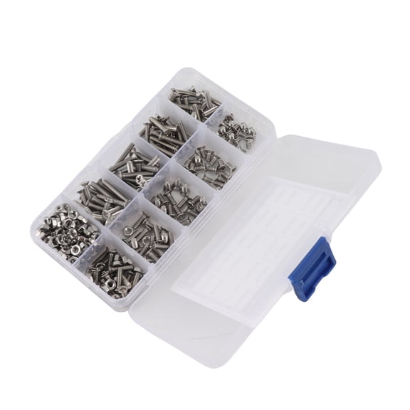 BIMZUC 340pcs M3 Stainless Steel Cross Flat Head Screw Countersunk Screws Assortment Kit Premium Fasteners Nut and Bolt Combination Set with Storage Case 13x7x3 inches / 33x17.7x7.6 cm