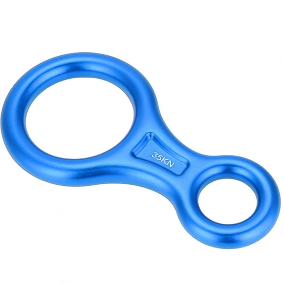 BIMZUC 35KN Figure 8 Rope Descender Rappel Ring Rock Climbing Rescue Gear, Aluminum Alloy Belay Device for Rappelling Mountaineering, Blue, 14.5x7.5 cm / 5.7x2.9 inches, 124g / 4.37oz