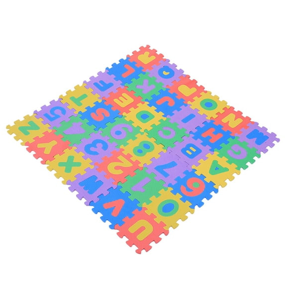 BIMZUC 36Pcs Baby Play Mat EVA Foam Interlocking Tiles Numbers & Letters Crawling Pad 4.7 x 4.7 inches / 12 x 12 cm Educational Puzzle Floor Carpet for Toddlers