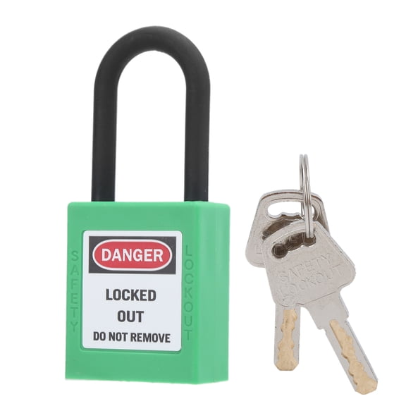 BIMZUC 38mm / 1.5 inches Safety Padlock Engineering Insulation DustProof Lockout Tagout Device with 2 Keys for Factories Construction Sites Hospitals (Green Color, 1 Pack)