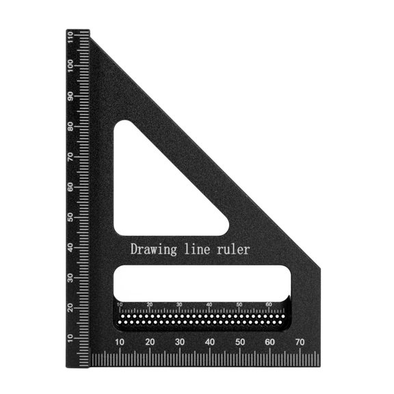 BIMZUC 3D Multi Angle Measuring Ruler 45 90 Degree Aluminum Alloy Woodworking Square Protractor Miter Triangle Black 4.41 inches / 11.2 cm