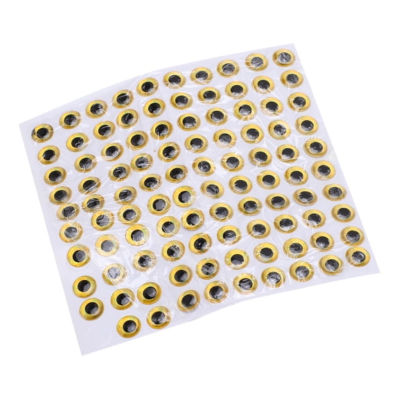 BIMZUC 3D Simulation Fisheye Sticker 7mm / 0.28 inches Round Fake Fish Eyes Holographic Artificial Lure Eyes Gold Fly Tying Materials Durable Lightweight Not Easy to Drop Pack of 100