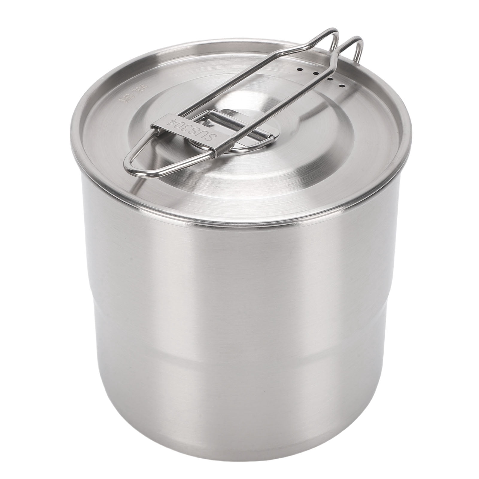 BIMZUC 3L Stainless Steel Camping Pot, Portable Outdoor Hanging Campfire Cooking Pot with Lid & Storage Bag (19.00 x 18.00 x 18.00 inches / 48.26 x 45.72 x 45.72 cm)