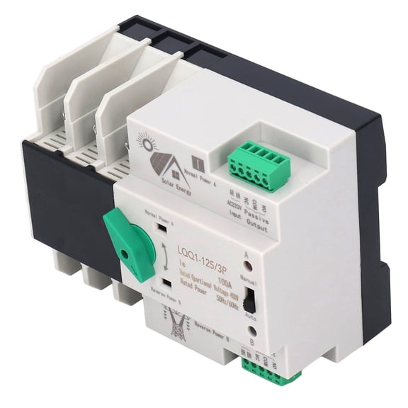 BIMZUC 3P Dual Power Automatic Transfer Switch Flame Retardant 100A AC400V Continuous Power Controller for Home Solar PV Systems High Performance Transfer Switch Controller