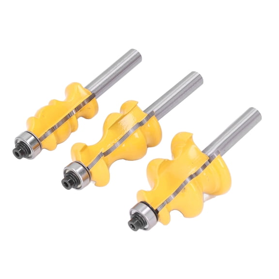 BIMZUC 3Pcs Architectural Molding Router Bit Milling Cutter Set Woodworking Accessories 8mm Shank 1.5 inches / 38 mm Cutter Head Carbon Steel Material Heavy-Duty Multi-Purpose Tools For Home