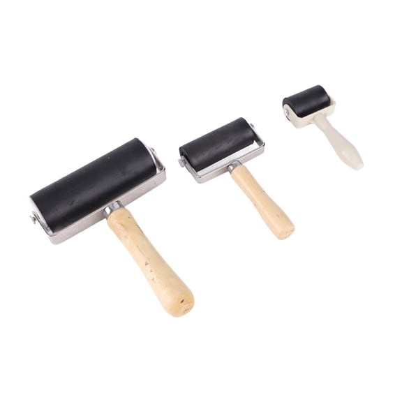 BIMZUC 3Pcs Rubber Roller Art Craft Brayer Set for Printmaking, Print Ink Stamping Tools and Supplies (3.9in, 2.4in, 1.4in)