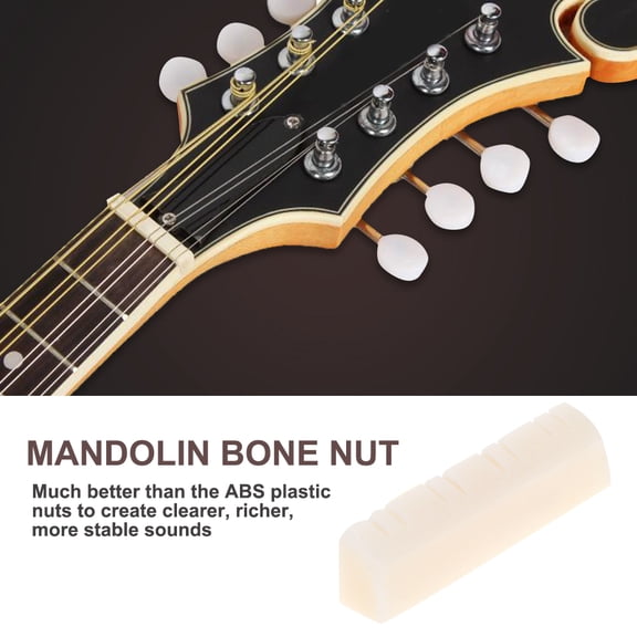 BIMZUC 3Pcs Set Durable String Nut for 8 String Mandolin Faux Cow Bone Instrument Replacement Repair Accessories, White, 1.1 inches / 27.9 mm Length, Clearer Richer Acoustic Sounds
