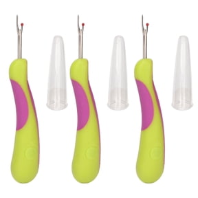 BIMZUC 3pcs Sewing Seam Rippers High Sharpness Stainless Steel Embroidery Thread Remover Ergonomic Handle Purple Green (4.7 inches / 12 cm)