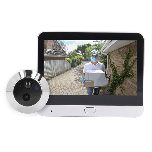 BIMZUC 4.3 Inch IPS LCD Screen Smart Digital Peephole Door Viewer 1080P WiFi Video Intercom System Wide Angle Night Vision Motion Detection Silver (10.9 cm)