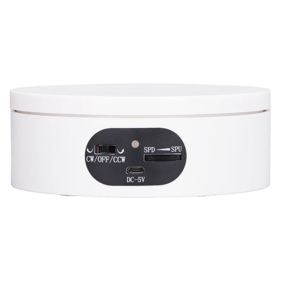 BIMZUC 4.7in Motorized Rotating Display Stand, 360 Degree Electric Photography Turntable with Knob Speed Control, 5.5lb Capacity Automatic Rotating Showcase Holder for Photo Studio - White