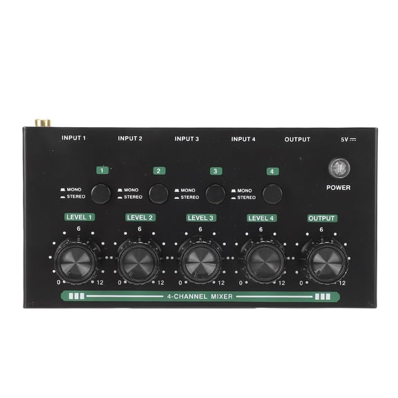 BIMZUC 4 Channel Mixer Mono Stereo Switching USB Low Noise Compact Sound Mixing Console for Performance