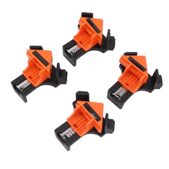 BIMZUC 4-Piece Right Angle Clip Spring Loaded 90 Degree Corner Clamp for Woodworking, Frame Fixing, DIY Punching Installation Tool Set, 3.3 x 3.1 inches / 8.5 x 8 cm