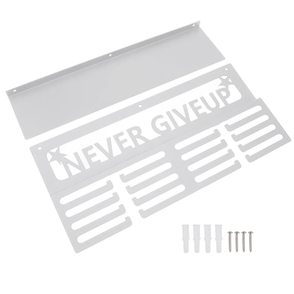 BIMZUC 4‑Row Metal Medal Hanger & Trophy Shelf Display – 64+ Slots, Durable 1.5mm Finish, Wall‑Mounted, White