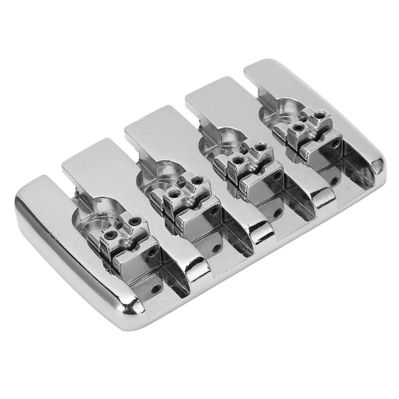 BIMZUC 4 String Metal Guitar Bridge Replacement Parts for Electric Bass Guitar, Silver, Includes Wrench and Screws, 3.54 inches / 9 cm Length, Stringed Instrument Accessories