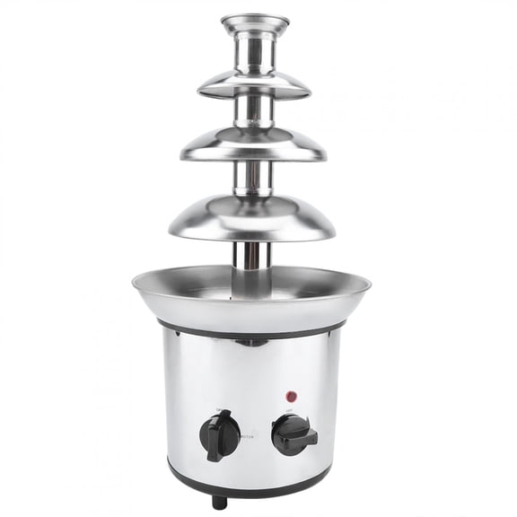 BIMZUC 4-Tier Electric Chocolate Melting Machine Fondue Maker Fountain Stainless Steel 170W for Parties Weddings Birthdays Holiday Gatherings 14.6 inches / 37 cm Silver