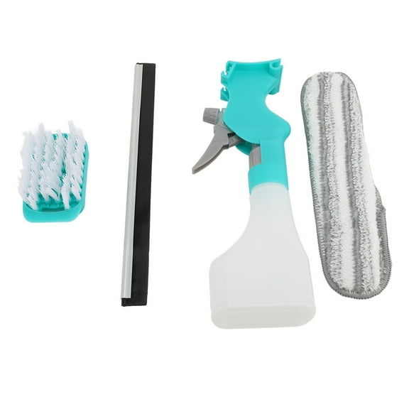 BIMZUC 4-in-1 Multifunctional Window Cleaning Tool - Compact Spray, Scrub, Wipe & Squeegee Kit for Home